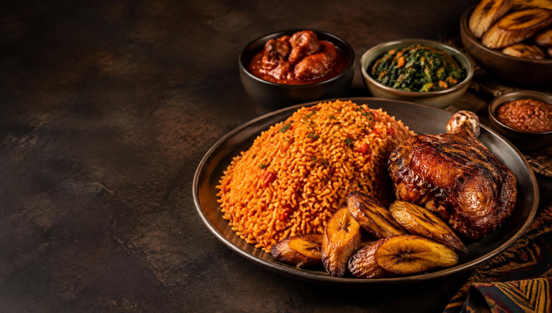 YFC jollof rice, grilled chicken and plantain feast